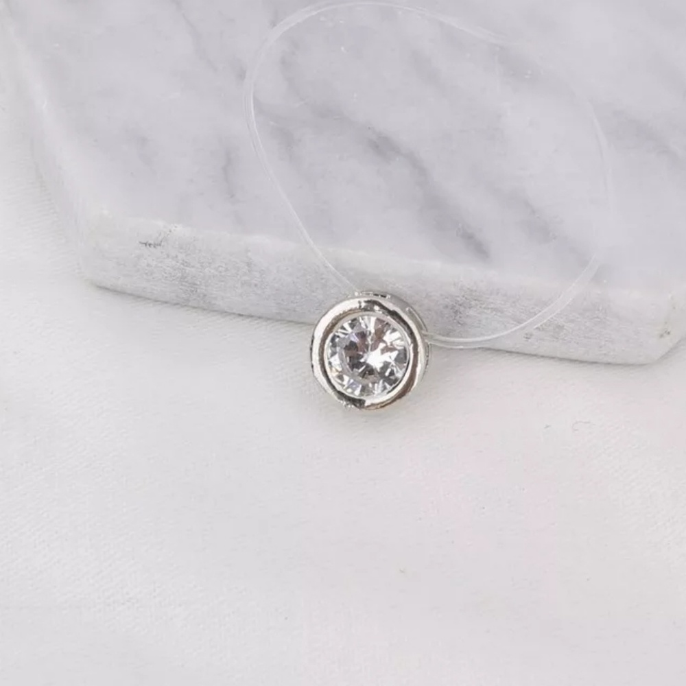8mm Dazzling CZ Pendant Invisible Floating Necklac - Picture 2 of 7